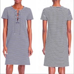 J. Crew Striped V Neck Lace Up Dress